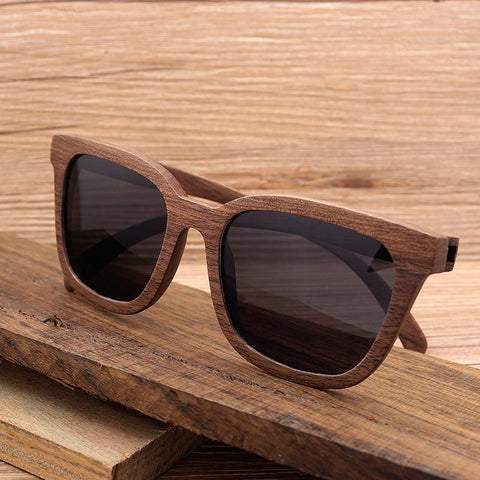 Oversized Wooden Retro Sunglasses
