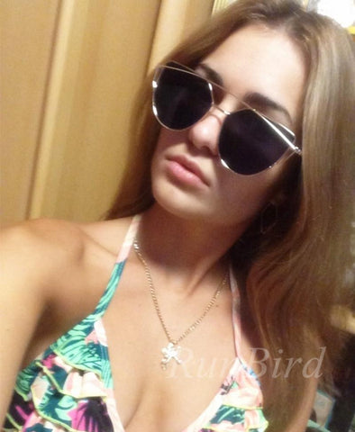Twin-Beams Rose Gold Cat Eye Sunglasses