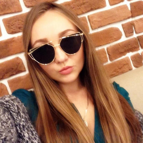 Twin-Beams Rose Gold Cat Eye Sunglasses