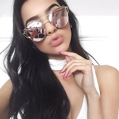 Twin-Beams Rose Gold Cat Eye Sunglasses